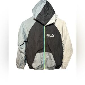 Vintage Fila Kids Hooded Windbreaker Full Zip Jacket Youth Size 10-12 Hoodie